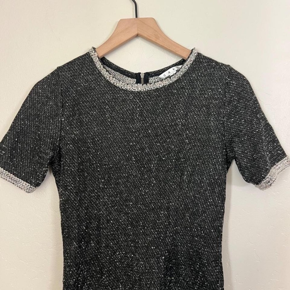 Cabi‎ Coco Shell Sparkle Tweed Knit Short Sleeve Top Size S Zipper Back - Picture 3 of 6